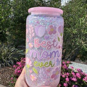 Best Mom Ever snow globe glass Tumbler 16oz